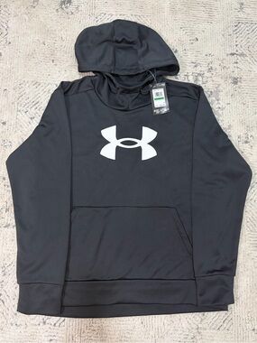 Under Armour UA Women's Fleece Hoodie Black/White, Size L Brand New NWT